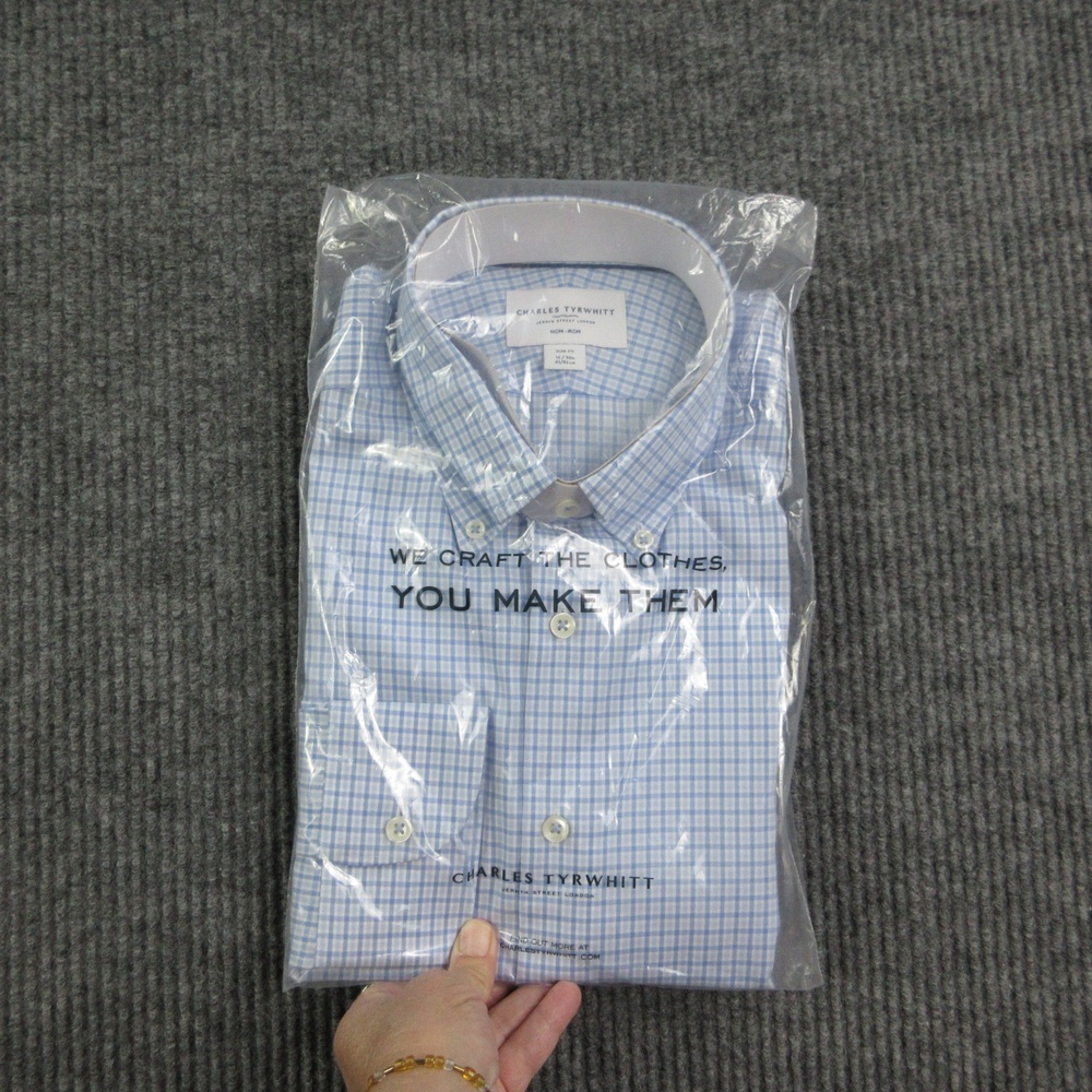 Charles Tyrwhitt Dress Shirt Mens 16 34/35 Cornflower Blue Slim Fit NWOT